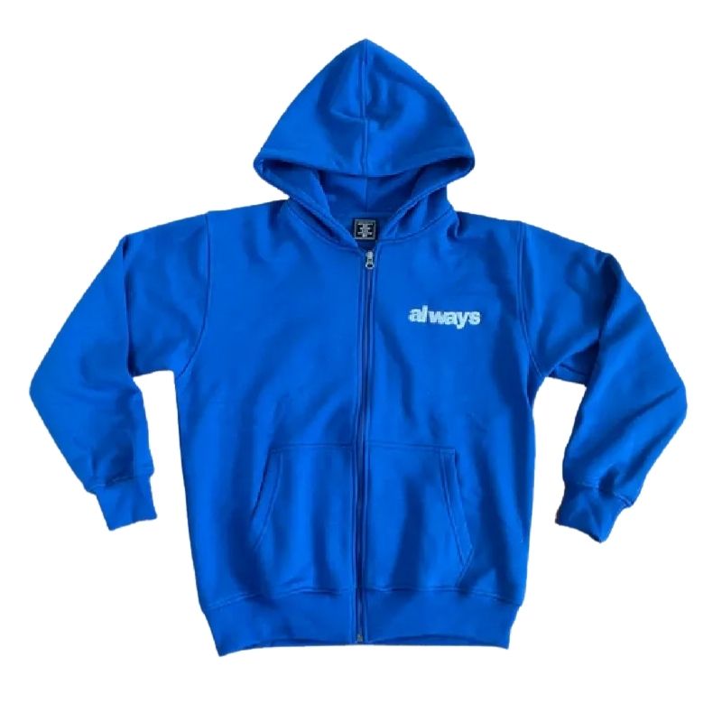 Adwysd Always Up Royal Blue Zip Up Hoodie front Adwysd Always Up Royal Blue Zip Up Hoodie front