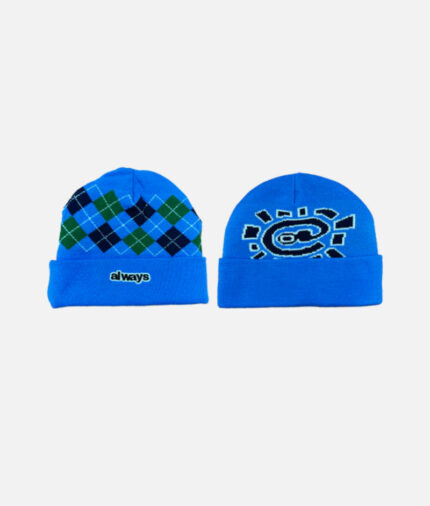 Adwysd Reversible Cuff Argyle Beanie Blue (1)