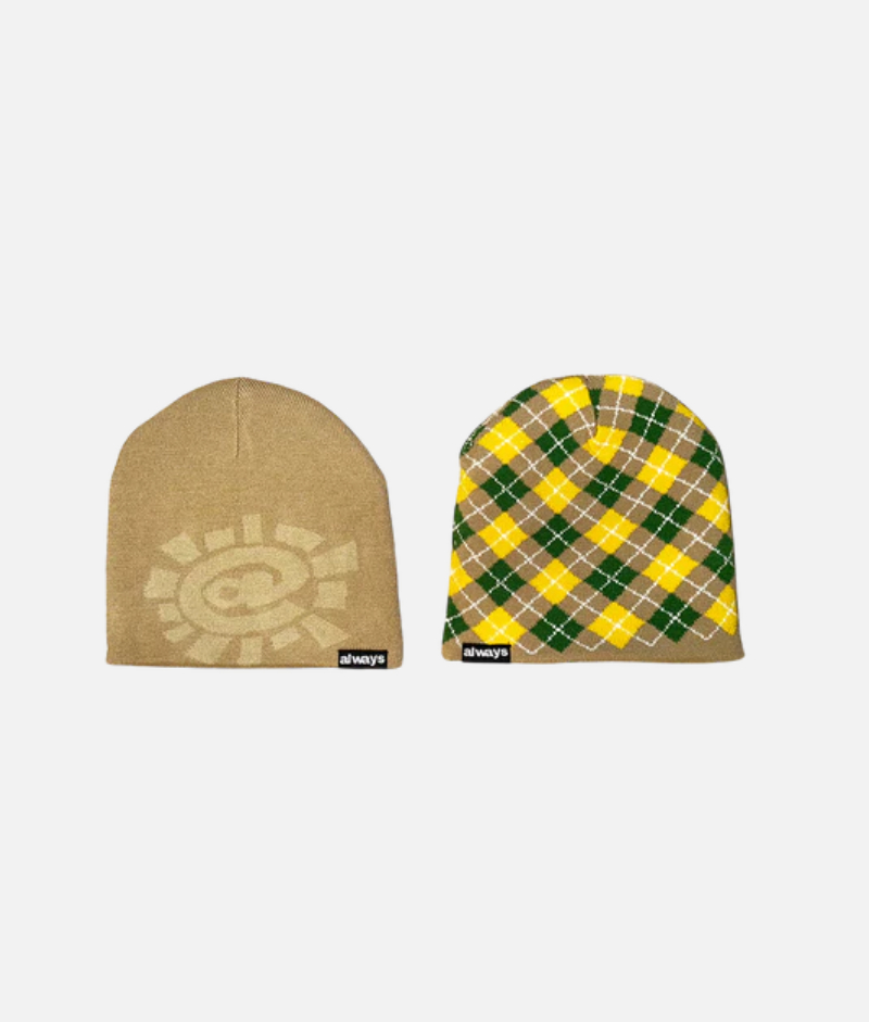 Adwysd Reversible Cuff Beanie sand tartan (1) Adwysd Reversible Cuff Beanie sand tartan (1)