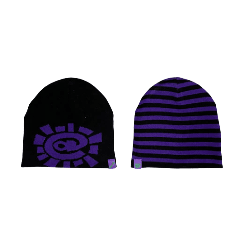 Adwysd Reversible Cuff Beanie – black/purple Adwysd Reversible Cuff Beanie – black/purple