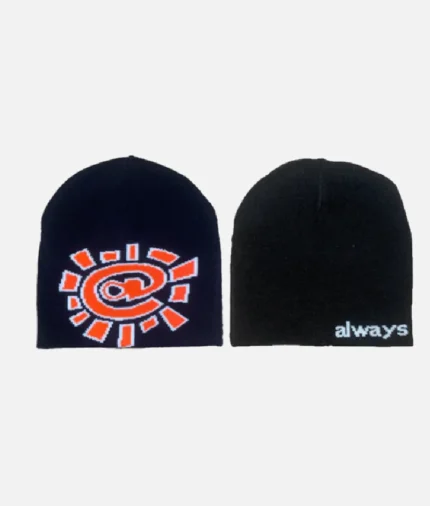 Adwysd Reversible No Cuff Beanie Black Orange 2