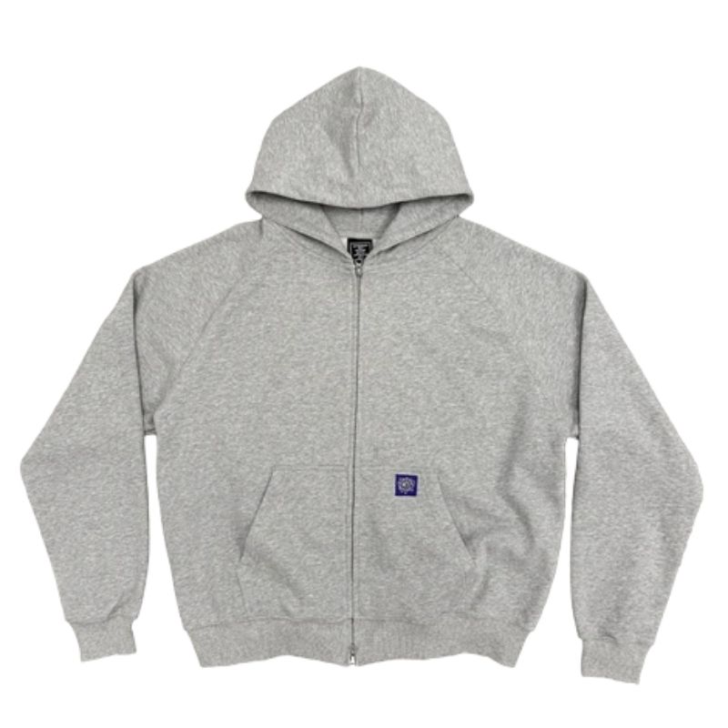 core raglan zip up hood grey marl front Core Raglan Zip Up Hood - Grey Marl